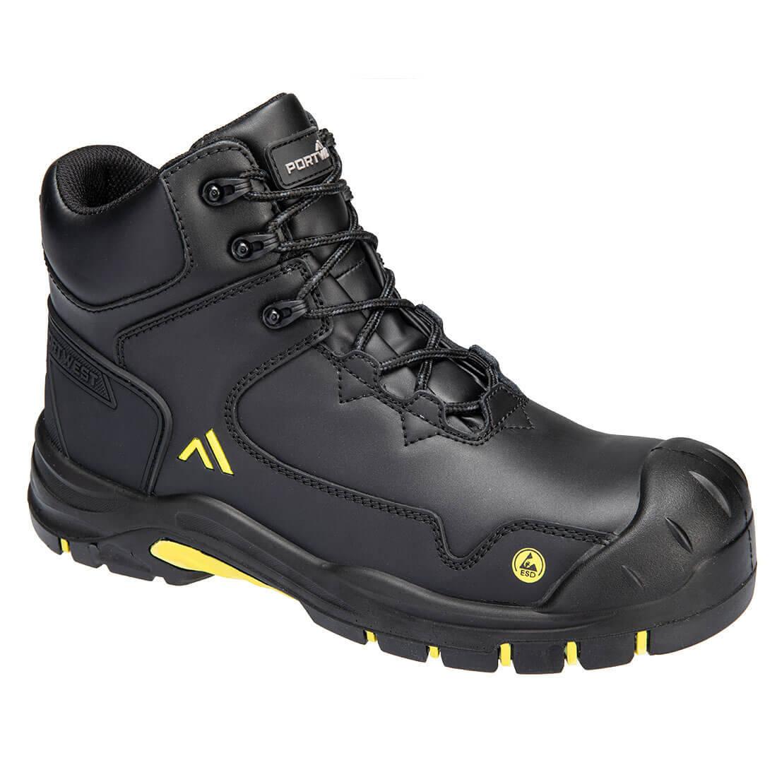 Black-Yellow - Back - Portwest Unisex Adult Action Leather Composite Toecap Mid Boots