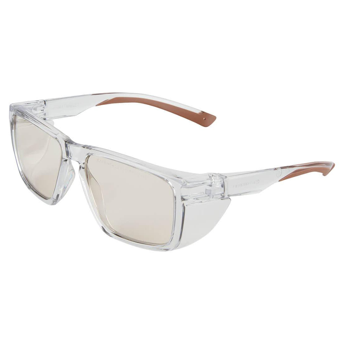 Brown - Back - Portwest Unisex Adult Side Shields Safety Glasses