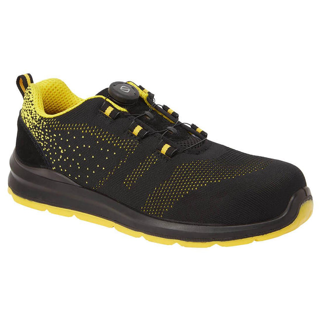 Black-Yellow - Front - Portwest Mens Knitted Wire Lace Safety Trainers