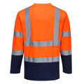 Orange-Navy - Back - Portwest Mens Contrast Cotton High-Vis Comfort Long-Sleeved T-Shirt