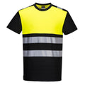 Black-Yellow - Front - Portwest Mens PW3 Cotton High-Vis T-Shirt
