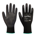 Black - Front - Portwest A120 PU Palm Grip Gloves
