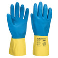 Yellow-Blue - Front - Portwest Unisex Adult Double Dipped Latex Gauntlet