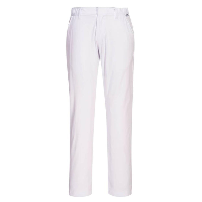 White - Front - Portwest Mens Chino Stretch Slim Trousers