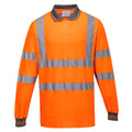 Orange - Front - Portwest Mens Hi-Vis Long-Sleeved Safety Polo Shirt