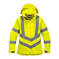 Yellow - Front - Portwest Womens-Ladies Rain Hi-Vis Breathable Jacket