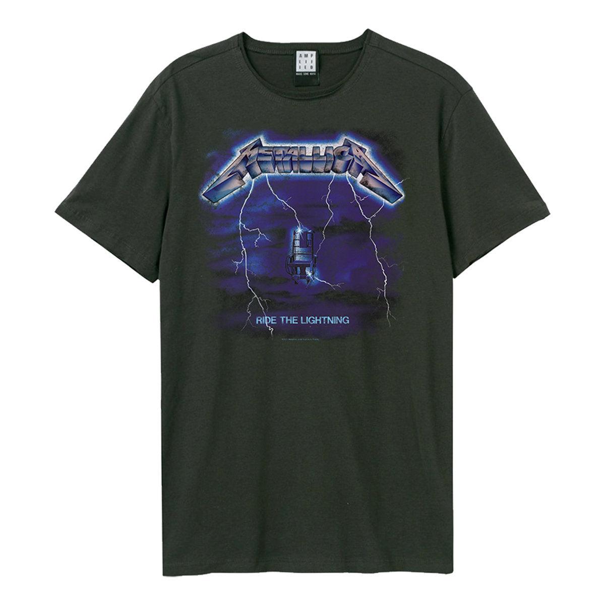 Charcoal - Front - Amplified Unisex Adult Ride The Lightning Metallica Vintage T-Shirt