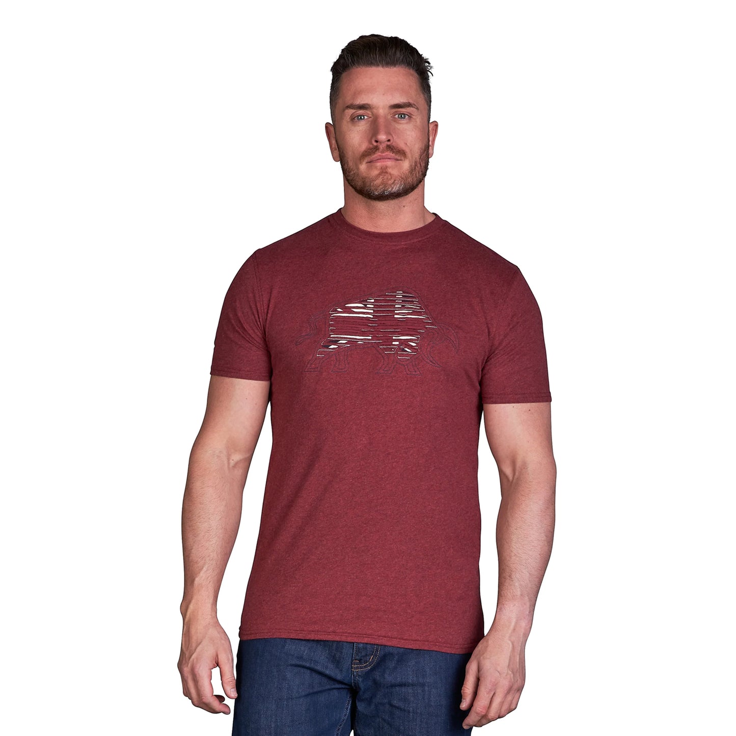 Claret - Side - Raging Bull Mens Slash Logo T-Shirt