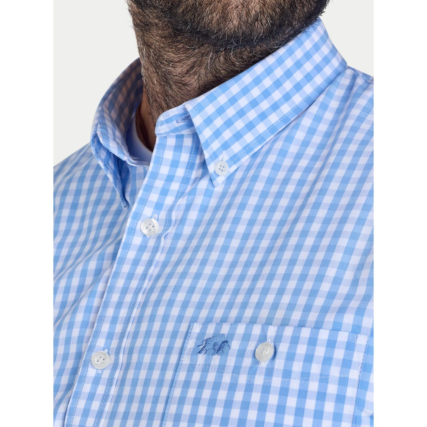Sky Blue - Lifestyle - Raging Bull Mens Gingham Classic Long-Sleeved Shirt