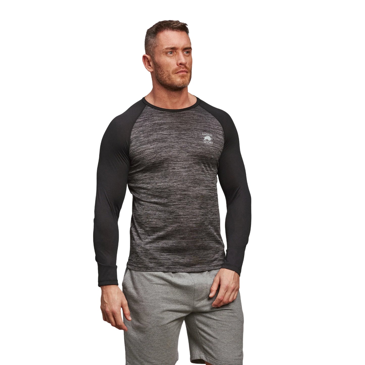 Black - Side - Raging Bull Mens Performance Long-Sleeved T-Shirt