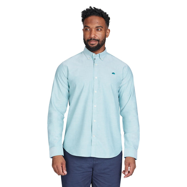 Green - Side - Raging Bull Mens Classic Oxford Long-Sleeved Shirt