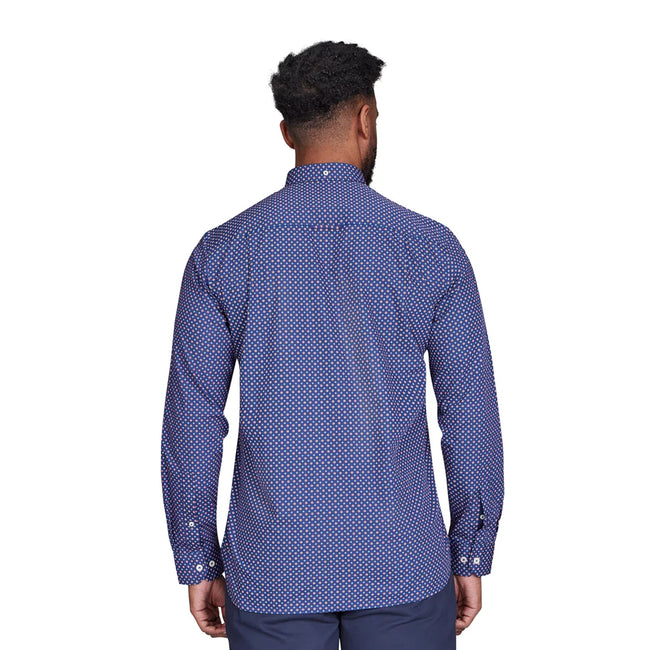 Navy - Back - Raging Bull Mens Geometric Long-Sleeved Shirt