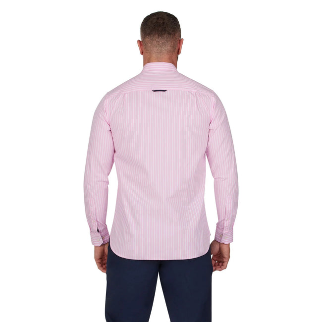 Pink - Back - Raging Bull Mens Classic Stripe Long-Sleeved Shirt