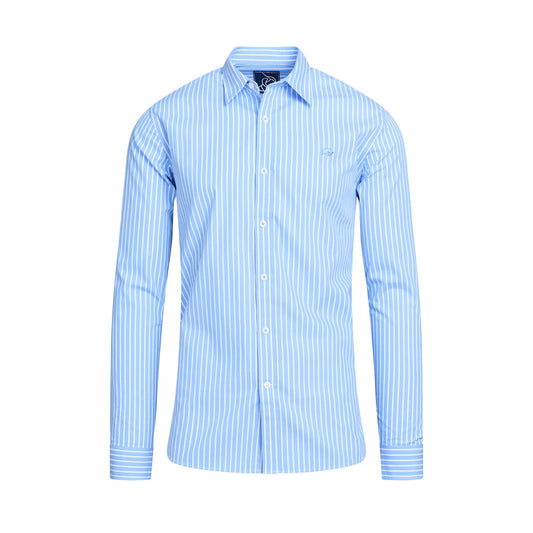 Mid Blue - Front - Raging Bull Mens Classic Stripe Long-Sleeved Shirt