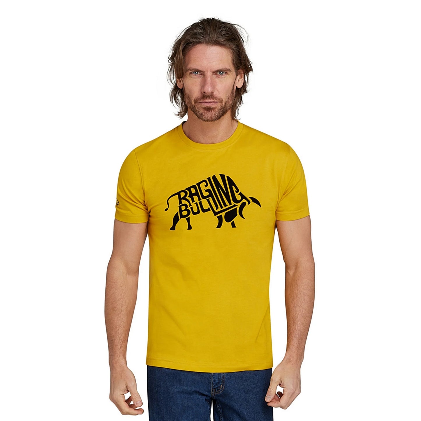 Yellow - Side - Raging Bull Mens Flock Bull T-Shirt
