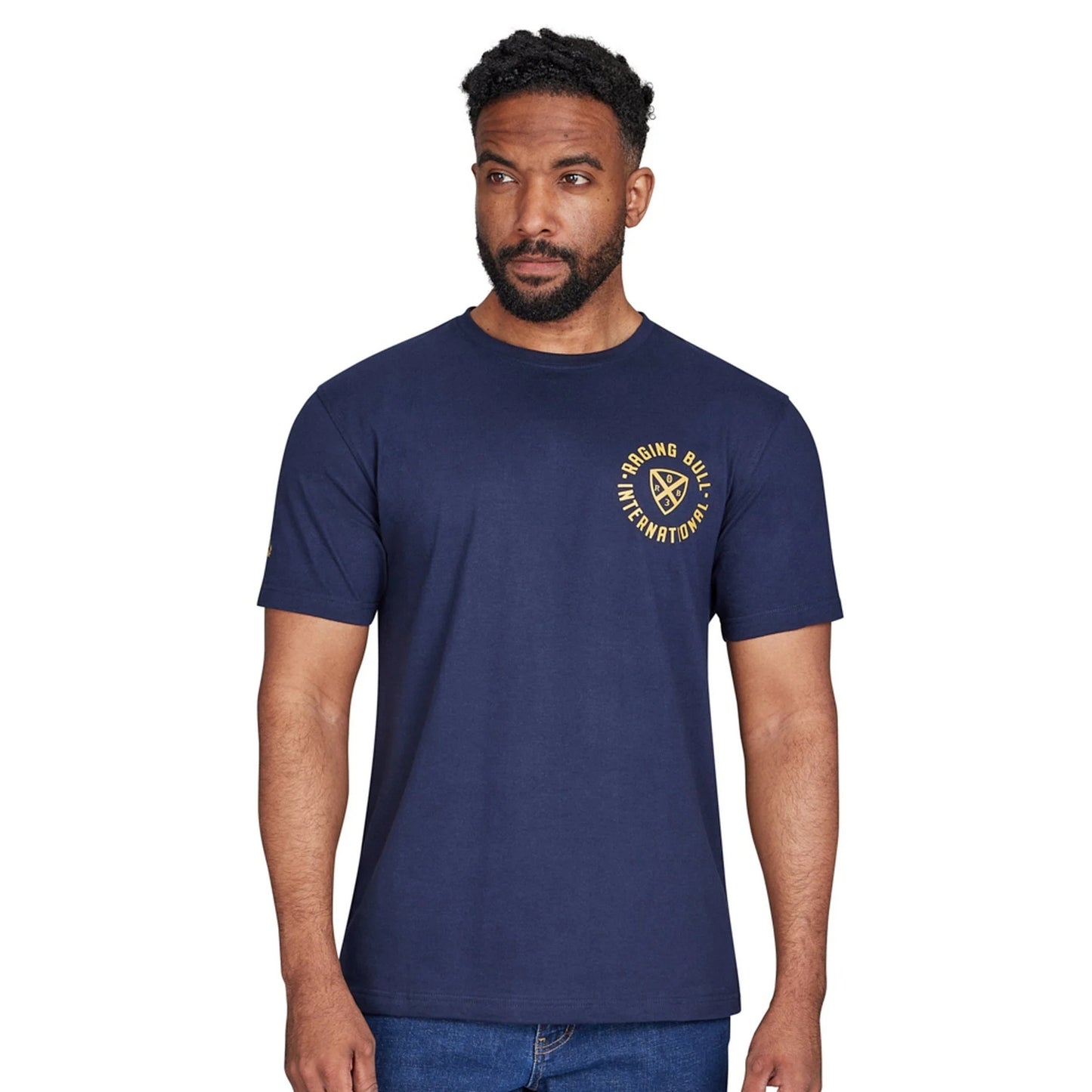 Navy - Side - Raging Bull Mens Strength & Honour T-Shirt