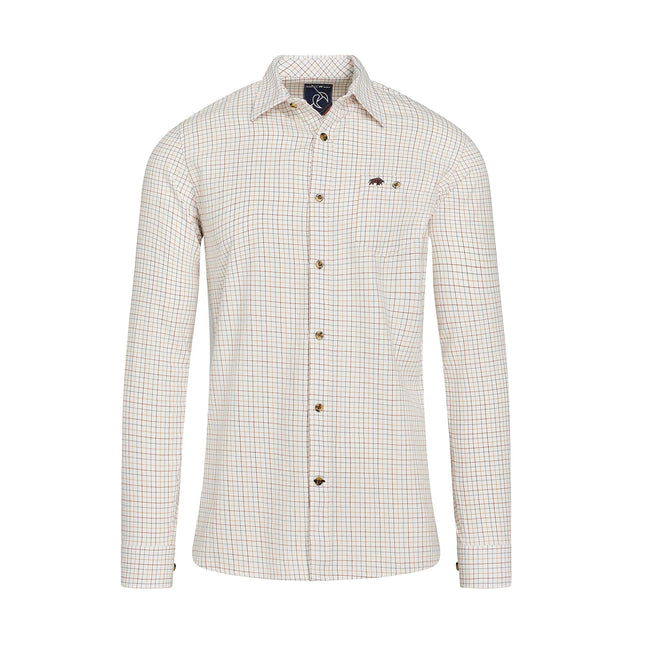 White - Front - Raging Bull Mens Country Check Brushed Cotton Long-Sleeved Shirt