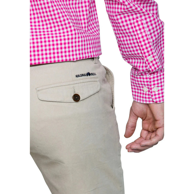 Tan - Side - Raging Bull Mens Plain Chino Shorts