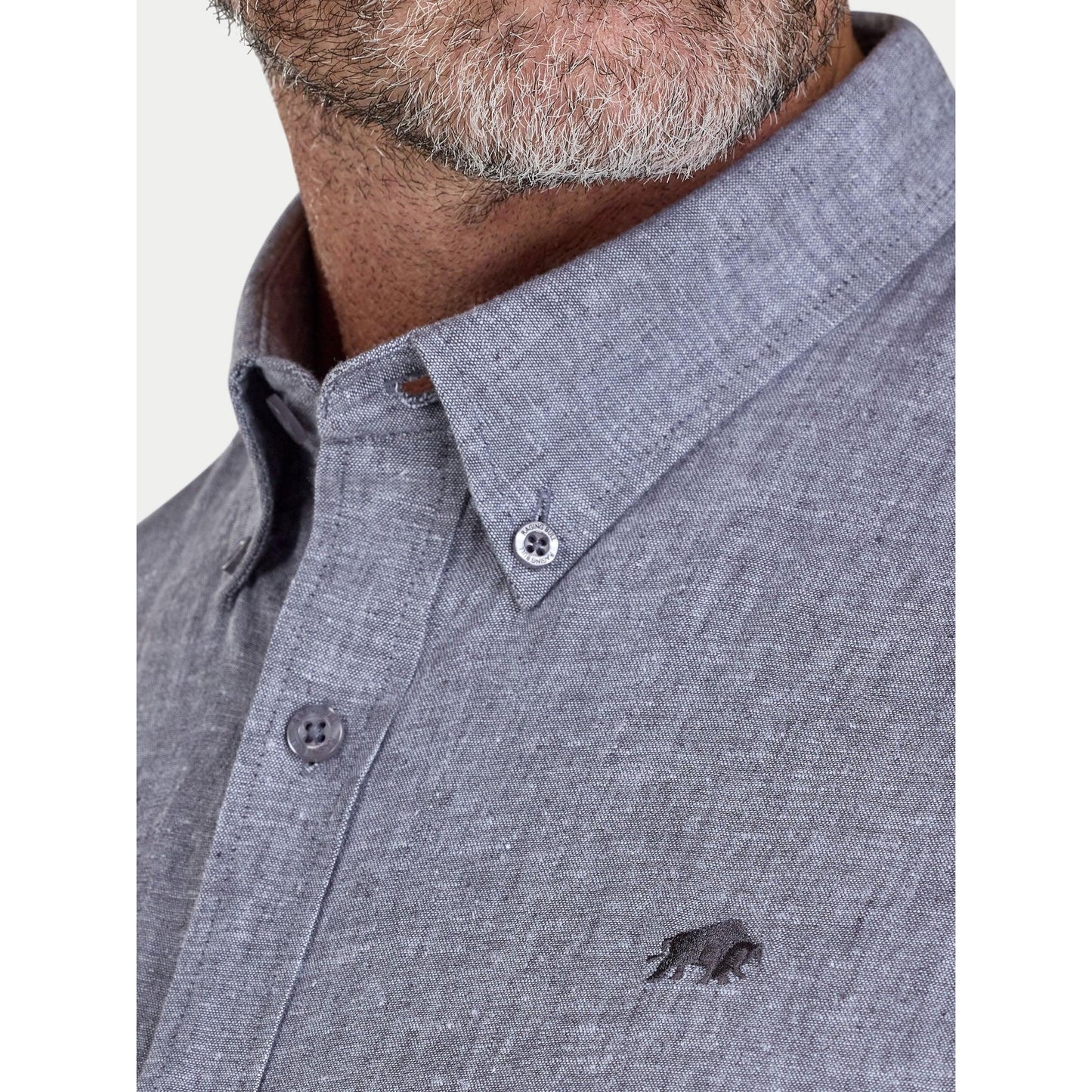 Charcoal - Lifestyle - Raging Bull Mens Classic Linen Long-Sleeved Shirt