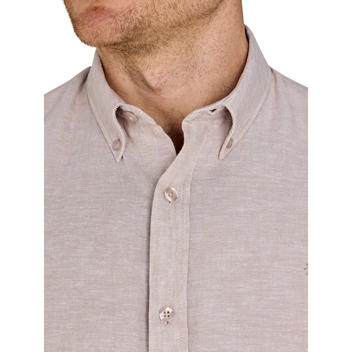 Tan - Lifestyle - Raging Bull Mens Classic Linen Long-Sleeved Shirt