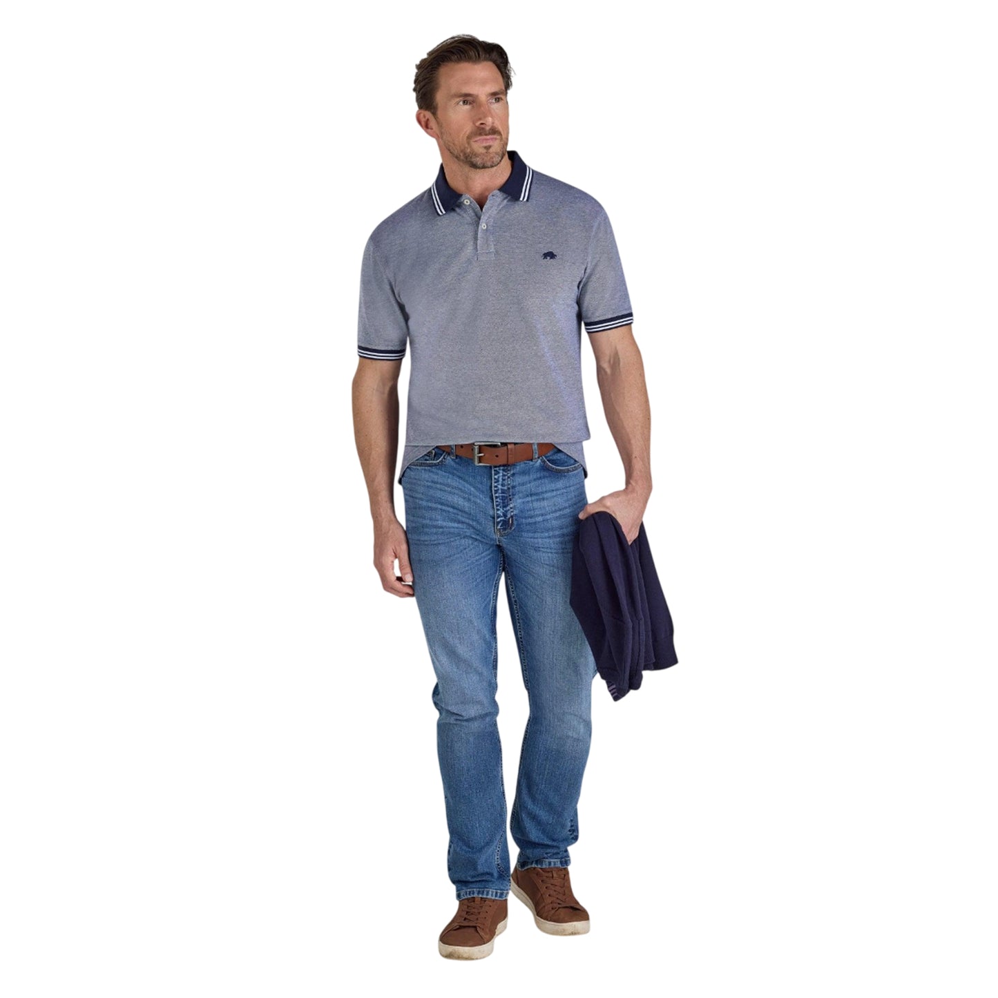 Navy - Lifestyle - Raging Bull Mens Two Tone Pique Polo Shirt
