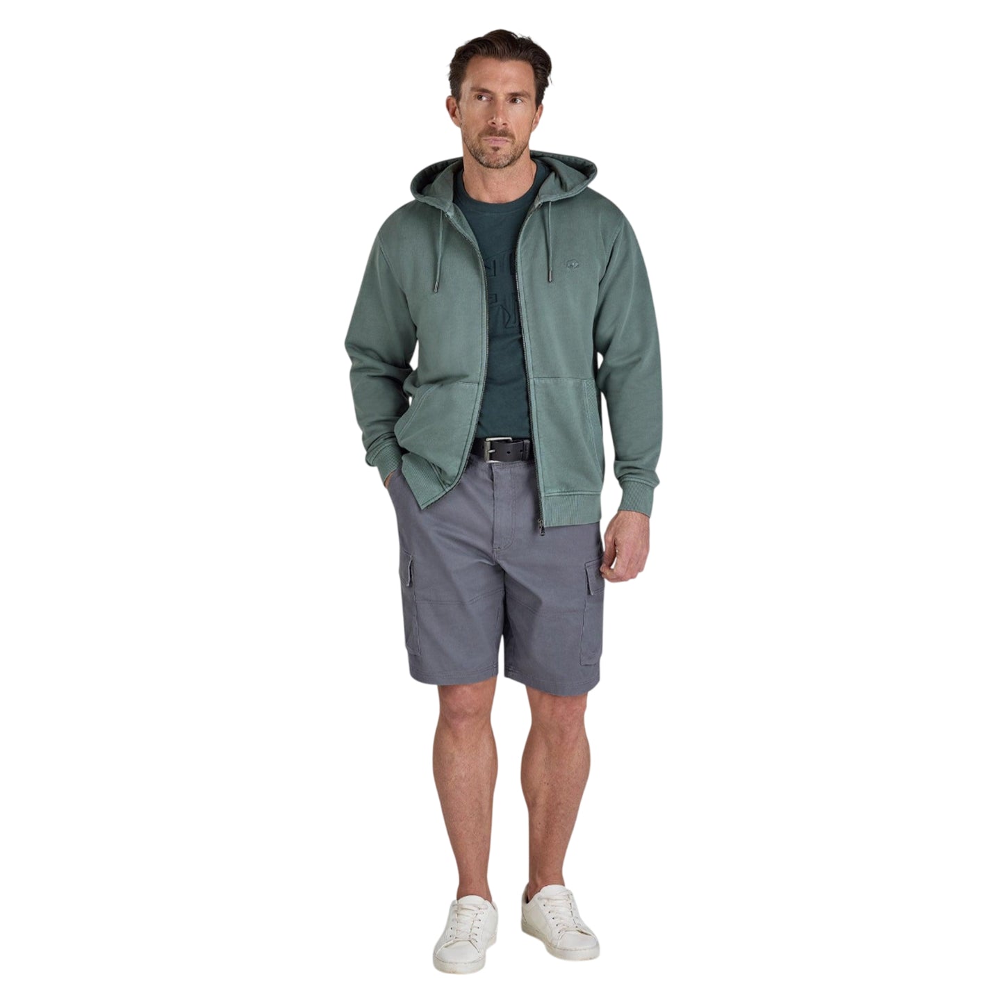 Khaki Green - Lifestyle - Raging Bull Mens Garment Dyed Full Zip Hoodie
