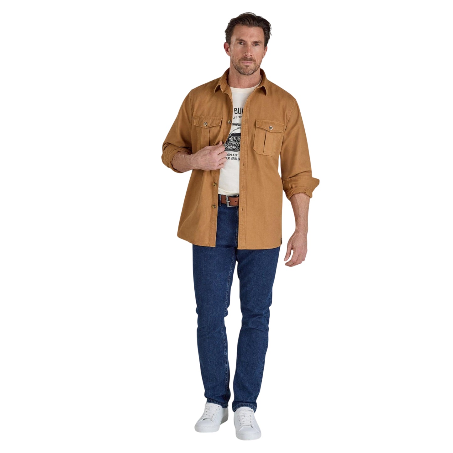 Tan - Lifestyle - Raging Bull Mens Canvas Garment Dyed Shacket