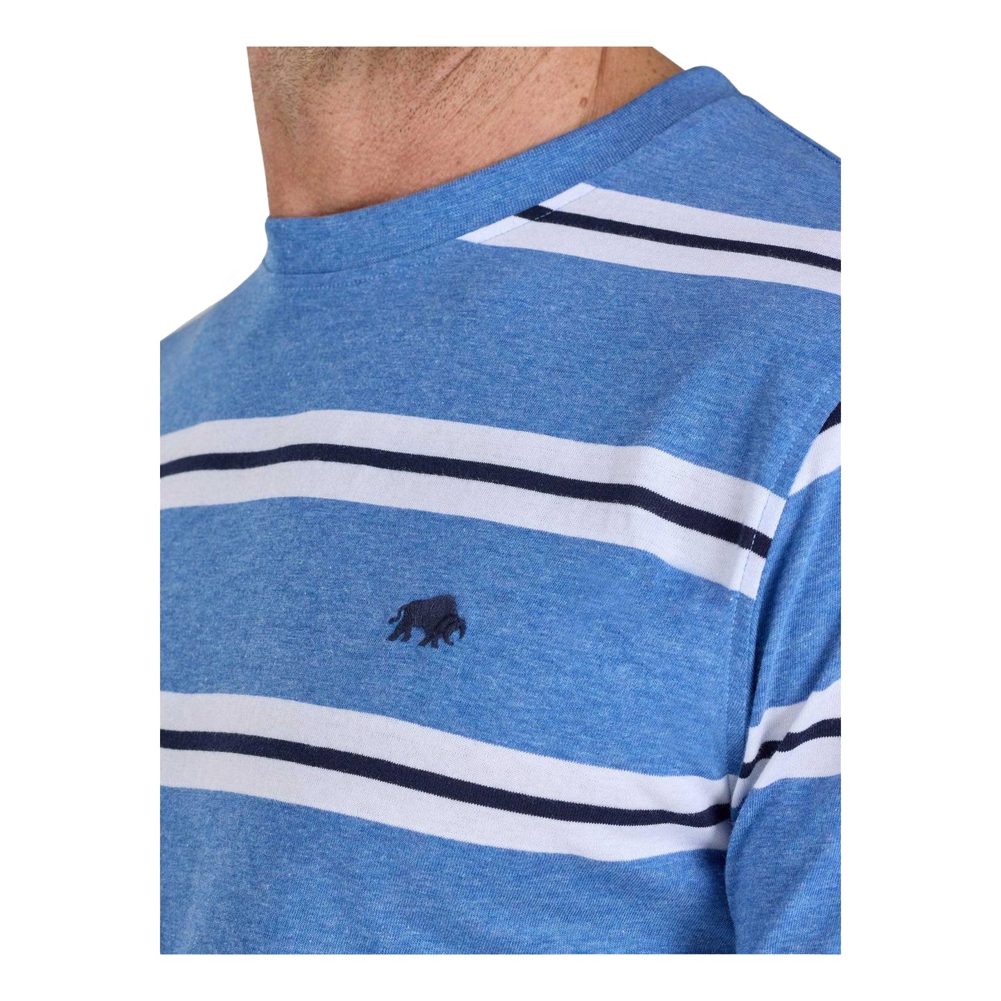 Blue - Side - Raging Bull Mens Stripe Yarn Dyed T-Shirt