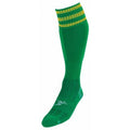 Green-Gold - Front - Precision Childrens-Kids 3 Stripe Pro Football Socks