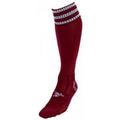 Maroon-White - Front - Precision Unisex Adult 3 Stripe Pro Football Socks