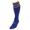 Royal Blue-Gold - Front - Precision Unisex Adult 3 Stripe Pro Football Socks