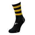 Black-Amber Glow - Front - Precision Unisex Adults Pro Hooped Gaelic Mid Socks