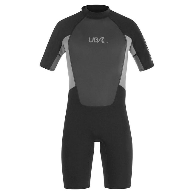 Black-Grey - Front - Urban Beach Mens Blacktip Monochrome Short-Sleeved Wetsuit
