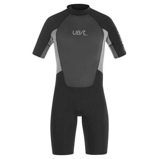 Black-Grey - Front - Urban Beach Mens Blacktip Monochrome Short-Sleeved Wetsuit