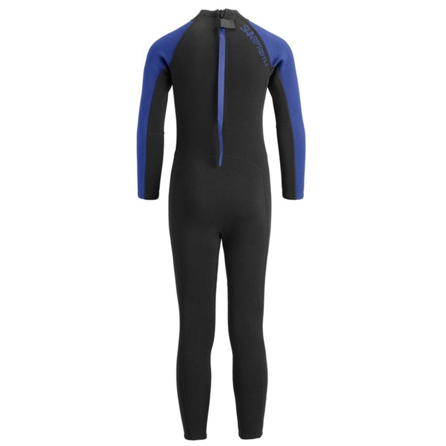 Black-Blue - Back - Urban Beach Childrens-Kids Sharptooth Long-Sleeved Wetsuit