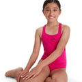 Pink - Close up - Speedo Girls Medalist Eco Endurance+ One Piece Swimsuit