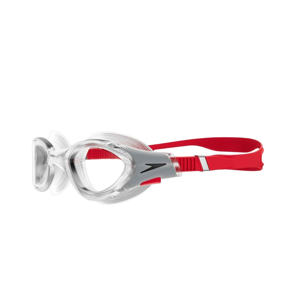 Clear-Red - Side - Speedo Unisex Adult 2.0 Biofuse Swimming Goggles