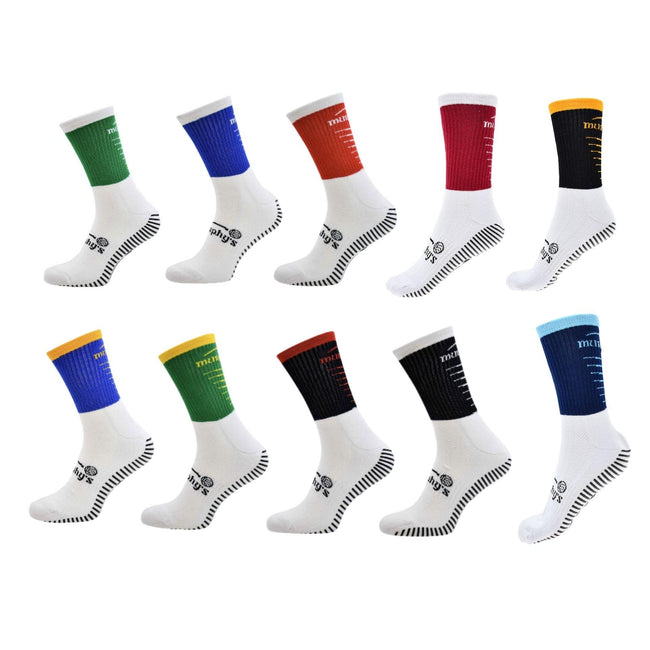 Black-Amber - Front - Murphys Childrens-Kids Pro GAA Gripped Mid Calf Socks