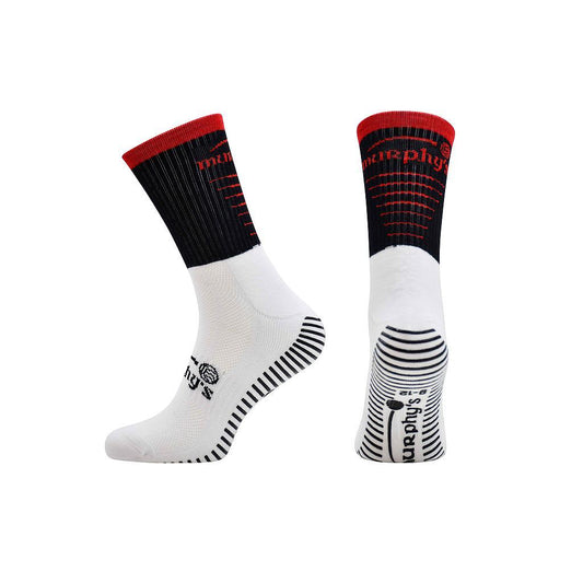 Black-Red - Front - Murphys Childrens-Kids Pro GAA Gripped Mid Calf Socks