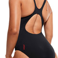 Black-Red - Lifestyle - Speedo Womens-Ladies Placement Panel One Piece Swimsuit