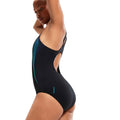 Black-Aqua - Side - Speedo Womens-Ladies Placement Panel One Piece Swimsuit
