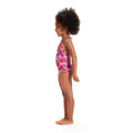 Pink-Purple - Side - Speedo Baby Girls Learn To Swim Printed Thin Strap Frill One Piece Swimsuit