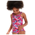 Pink-Purple - Side - Speedo Baby Girls Learn To Swim Printed Thin Strap Frill One Piece Swimsuit