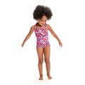 Pink-Purple - Front - Speedo Baby Girls Learn To Swim Printed Thin Strap Frill One Piece Swimsuit