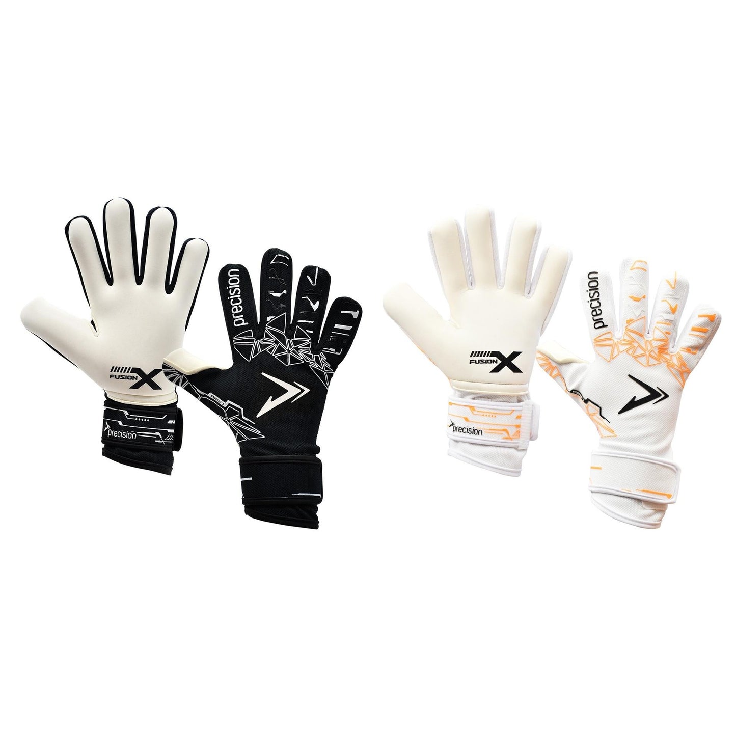 White-Fluorescent Orange - Front - Precision Childrens-Kids Fusion X Pro Lite Giga Goalkeeper Gloves