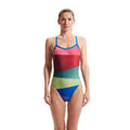 Red-Green - Side - Speedo Womens-Ladies Placement One Piece Swimsuit