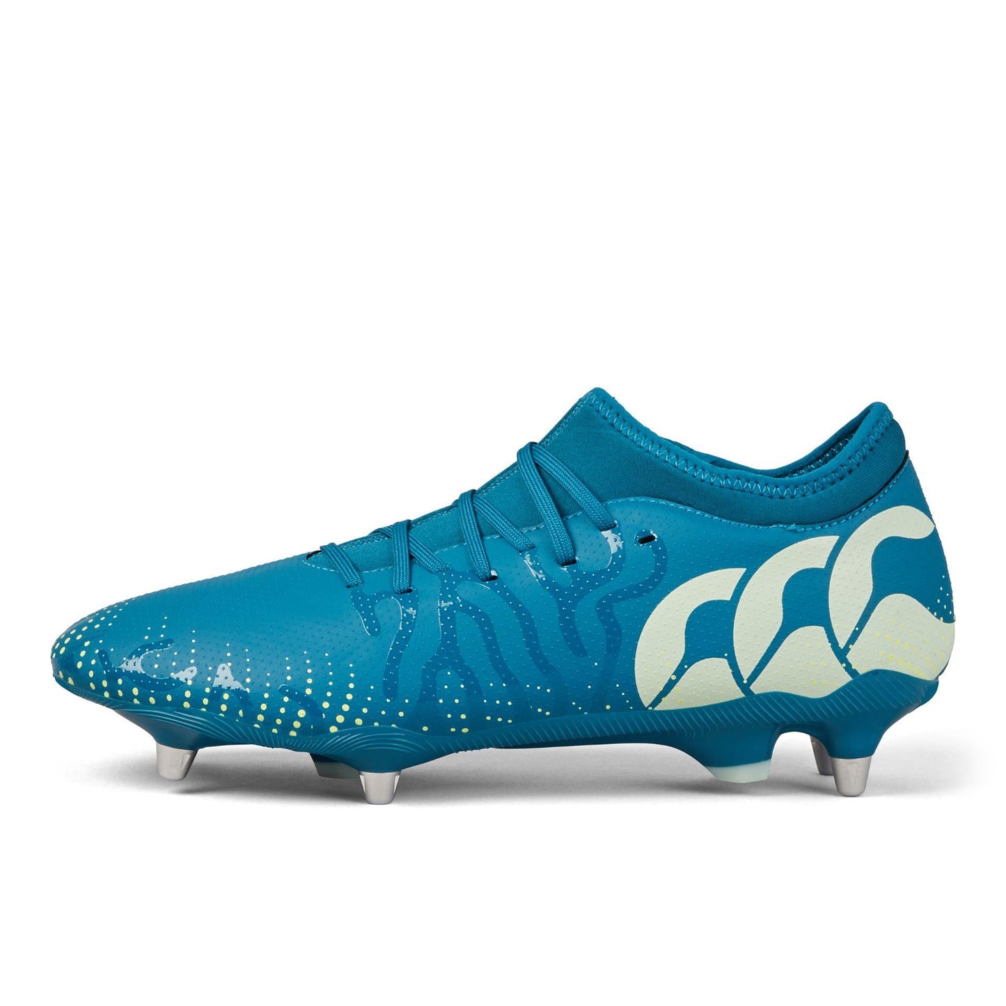 Lagoon-Lime - Close up - Canterbury Unisex Adult Speed Infinite Team Soft Ground Rugby Boots