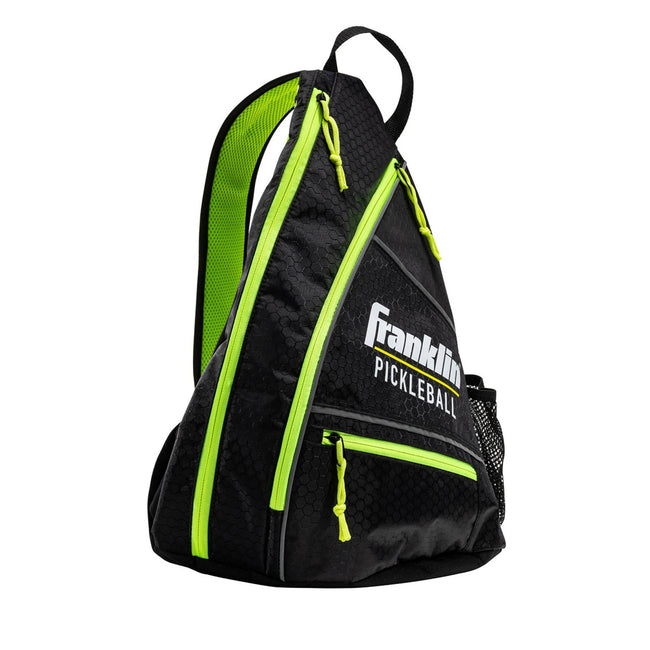 Black-Optic Yellow - Front - Franklin Logo Pickleball Sling backpack