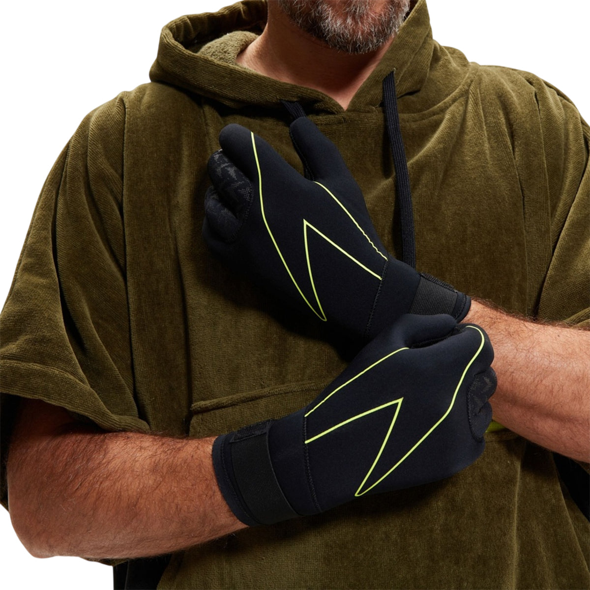 Black-Fluorescent Yellow - Back - Speedo Unisex Adult Open Water Swimming Gloves