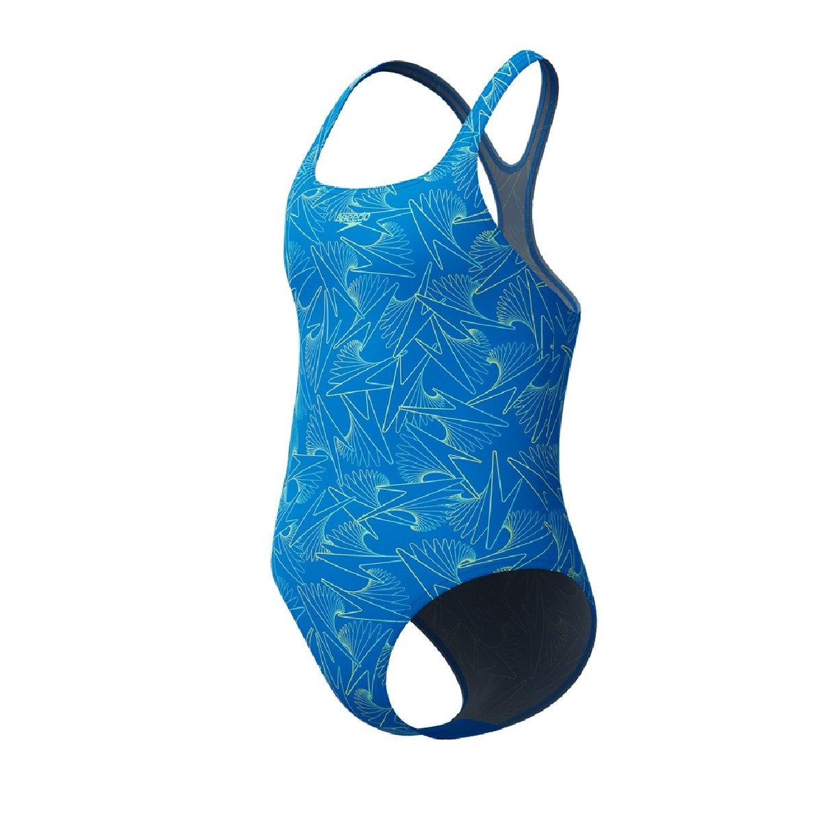 Lagoon Blue - Side - Speedo Girls Hyperboom Medalist All-Over Print One Piece Swimsuit